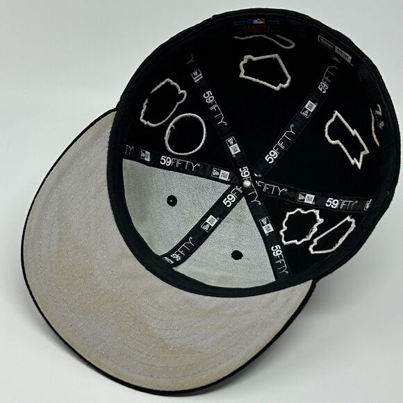 San Diego SD Padres Hat Baseball Cap Fitted 7 5/8 New Era Logo History Black - Picture 4 of 12